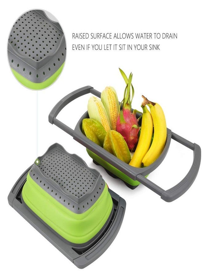 HEBEZON Food and Vegetable Washing Strainer Basket for Wash Basin Silicone Collapsible Vegetable/Fruit Colander Folding Strainer with Extendable Handles for Kitchen, Sink Drain Storage Basket - Image 3